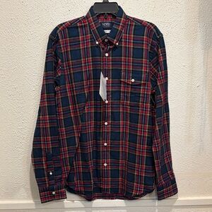 Men's Classic Plaid Button Down Shirt - Red and Blue